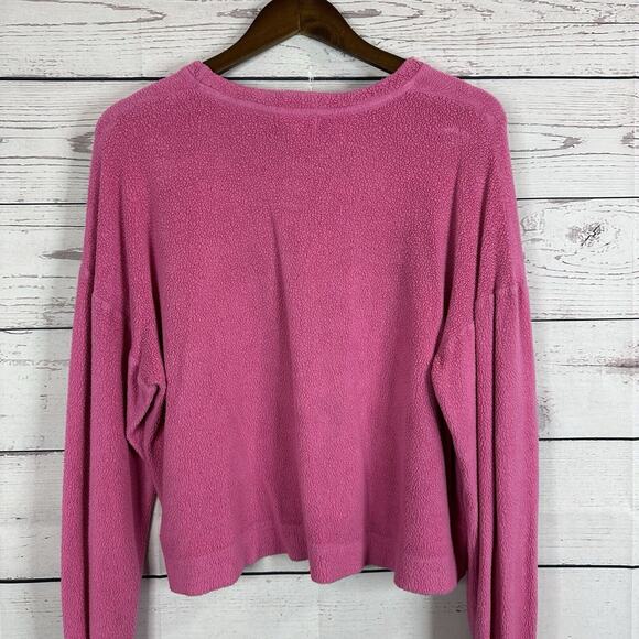 Evereve Sweatshirt Womens Small Pink Fleece Pull Over Relaxed Soft Casual - Picture 4 of 10